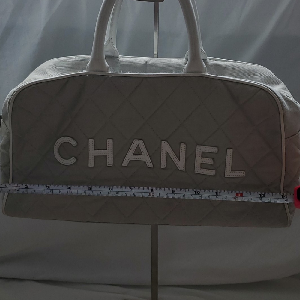 AUTH CHANEL bowling canvas tote tennis sport - Picture 8 of 12